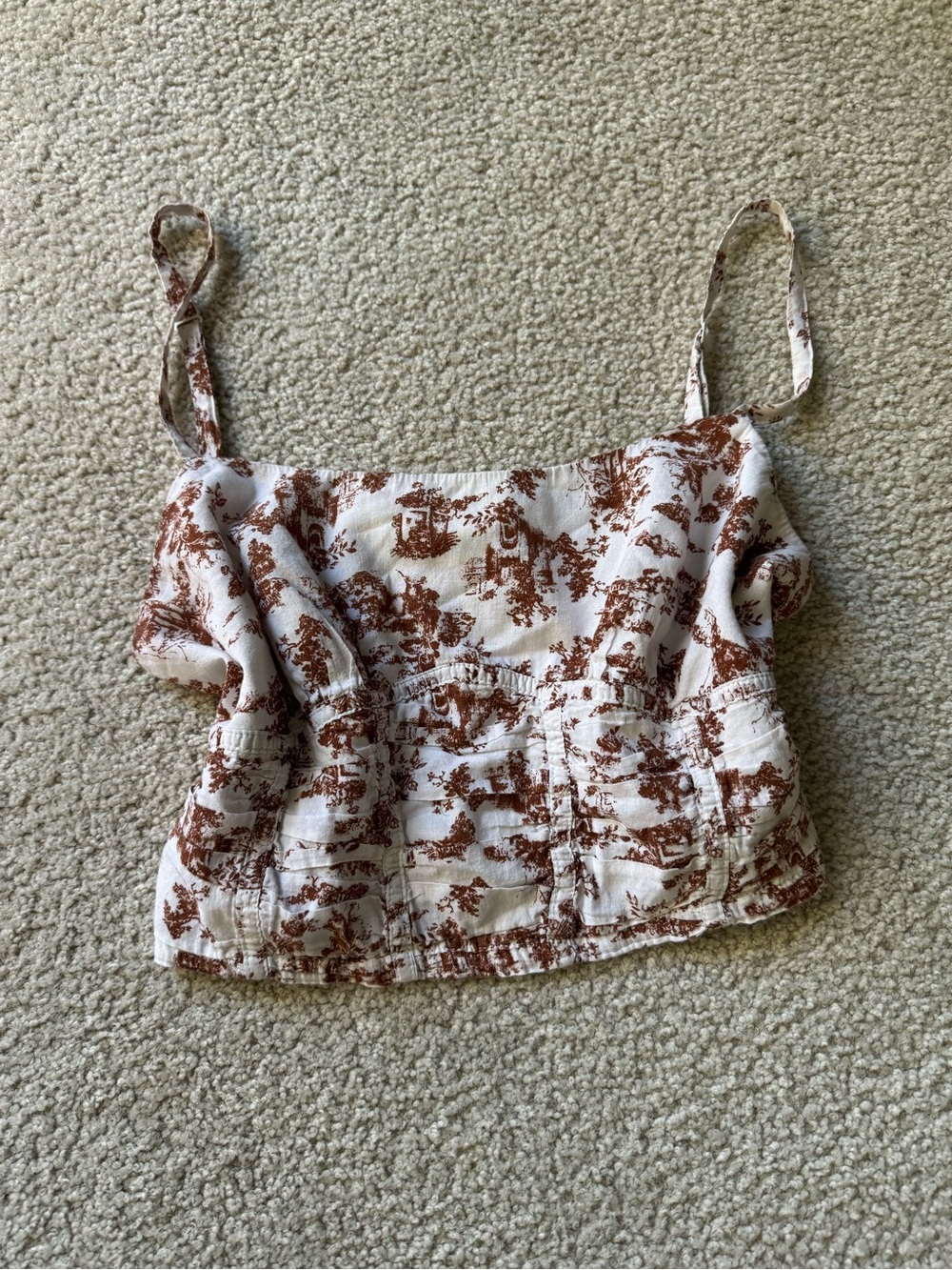 Lily White & Brown Toile Cropped Cami sexy casual classy